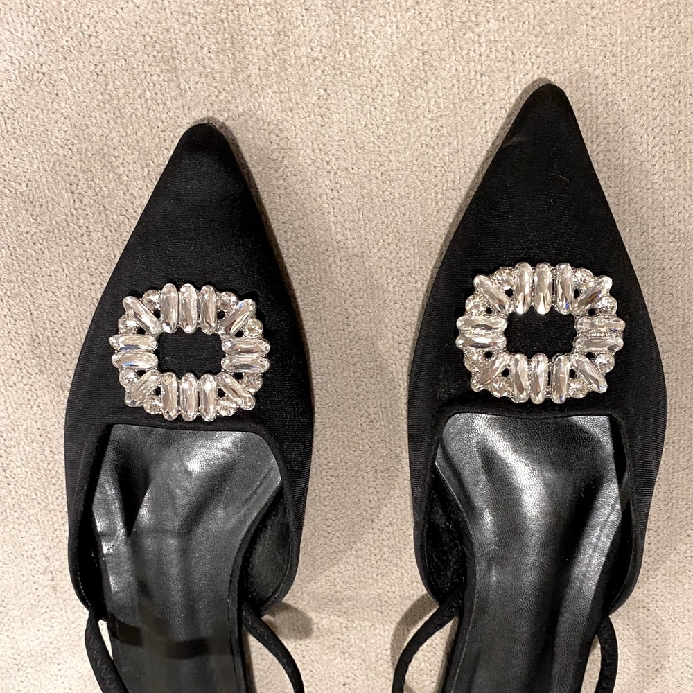 Crystal black flats